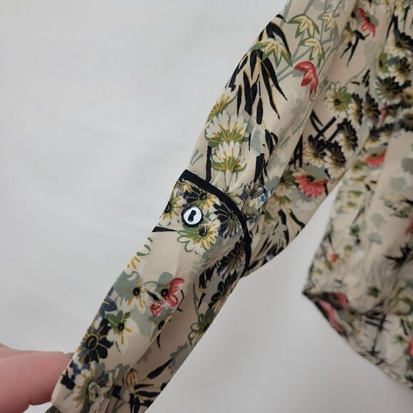 Zara Basics Japanese Style Print Long Sleeve Blouse - Picture 5 of 12